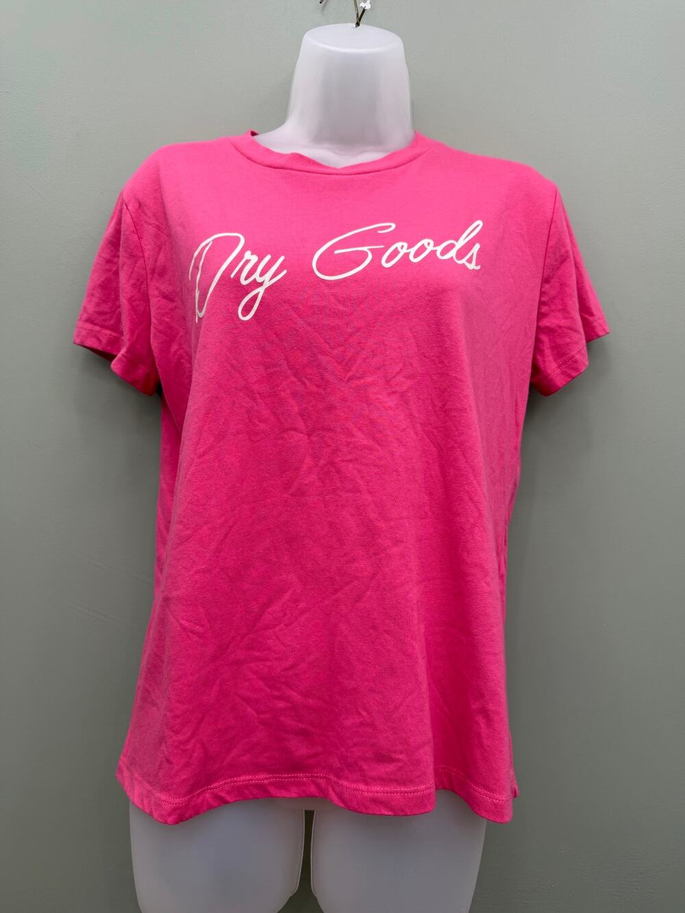 Originality Dry Goods Dry Goods Graphic Tee L Hot Pink Script Y2K Preppy